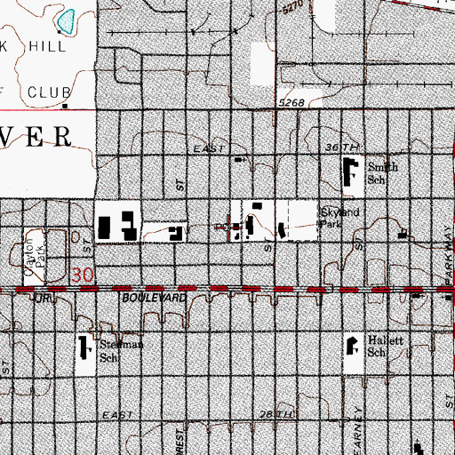 Topographic Map of Park Hill Post Office, CO