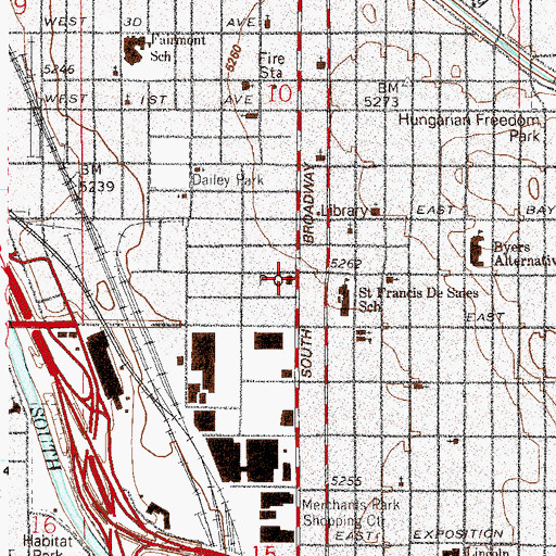 Topographic Map of South Denver Post Office, CO