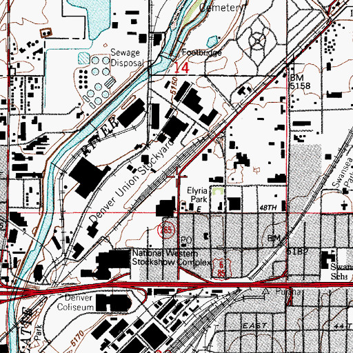 Topographic Map of Stockyards Post Office, CO