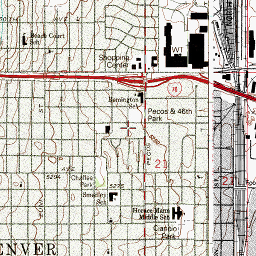 Topographic Map of Sunnyside Post Office, CO