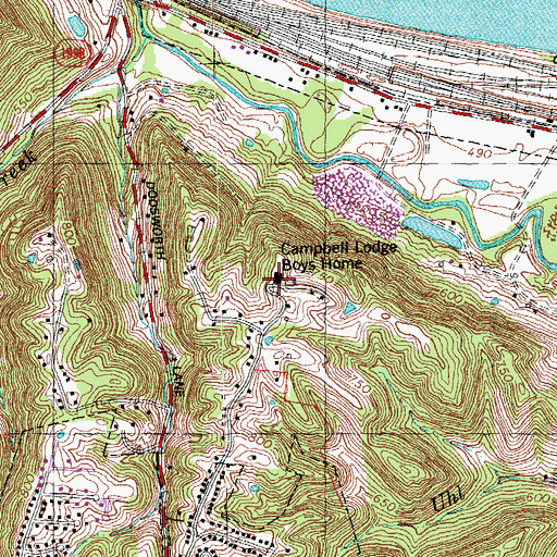 Topographic Map of Campbell Lodge Boys Home, KY