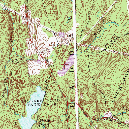 Topographic Map of Millers Pond State Park, CT