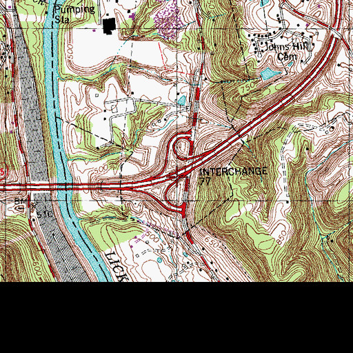 Topographic Map of Interchange 77, KY