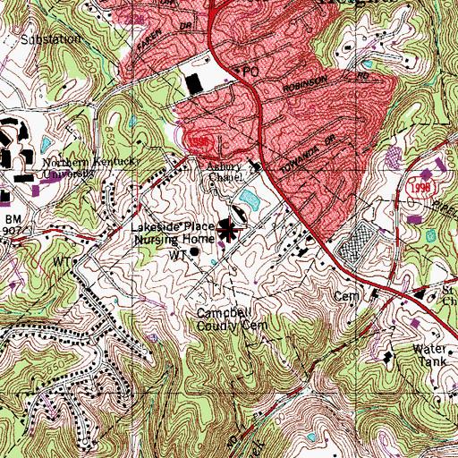 Topographic Map of Lakeside Place Nursing Home, KY