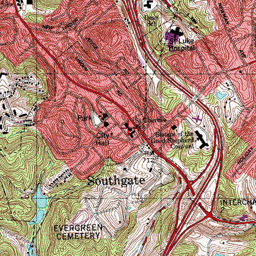 Topographic Map of Saint Therese School, KY