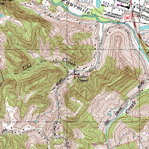 Topographic Map of Valley Chapel, KY