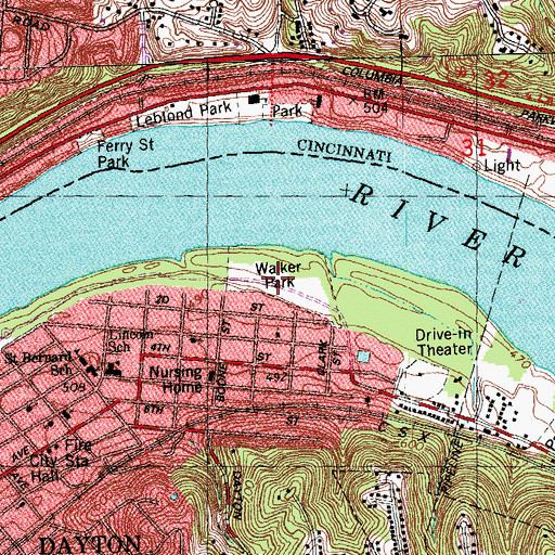 Topographic Map of Walker Park, KY
