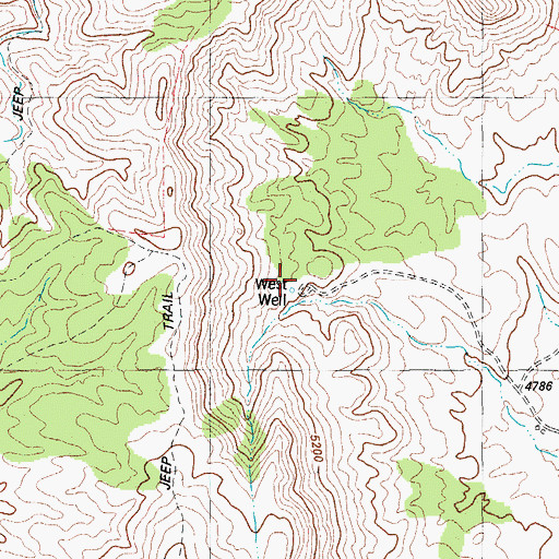 Topographic Map of West Well, TX