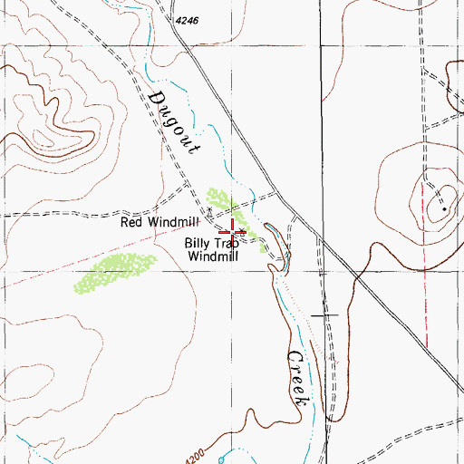 Topographic Map of Billy Trap Windmill, TX