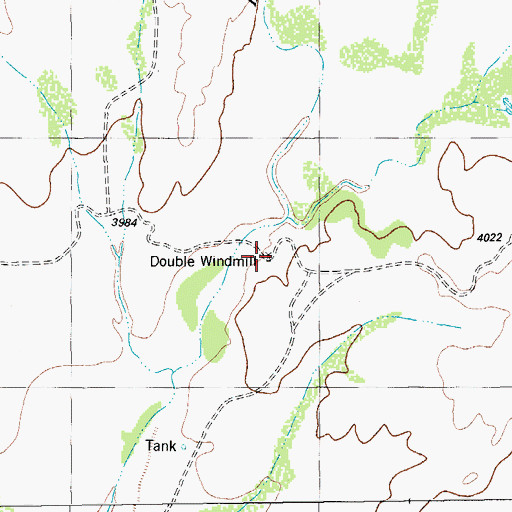 Topographic Map of Double Windmill, TX