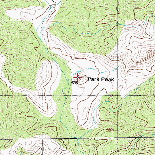 Topographic Map of Park Peak, TX