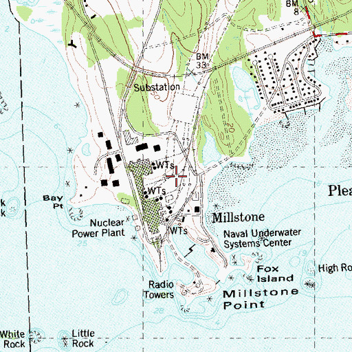 Topographic Map of Millstone, CT