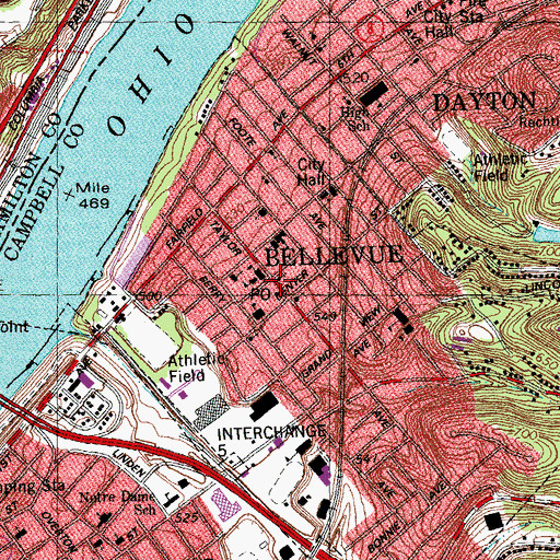 Topographic Map of Sacred Heart Roman Catholic Church, KY