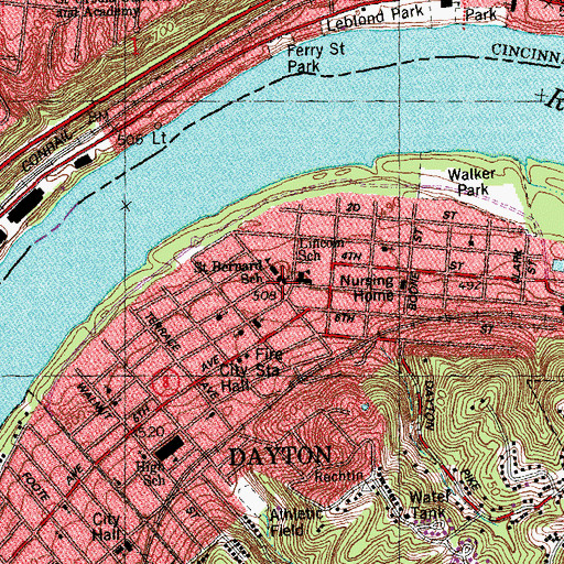 Topographic Map of Saint Bernard's Roman Catholic Church, KY