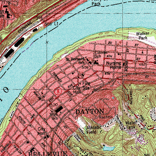 Topographic Map of Tower United Methodist Church, KY