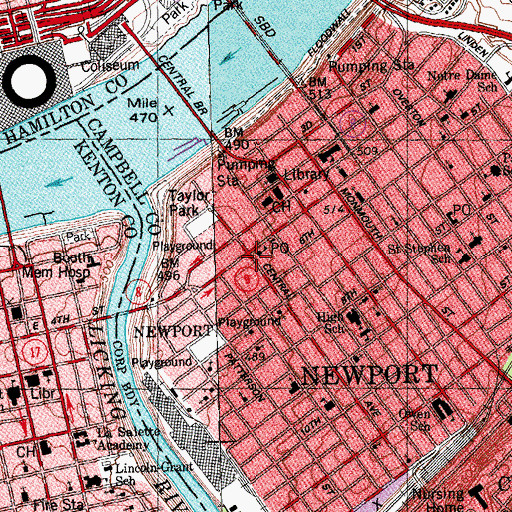 Topographic Map of Immaculate Conception School (historical), KY