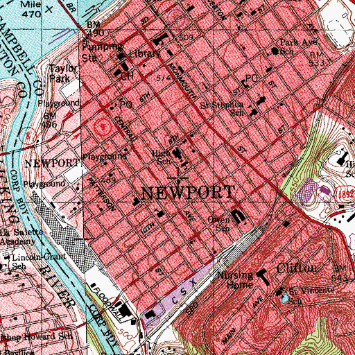 Topographic Map of Ninth Street United Methodist Church, KY