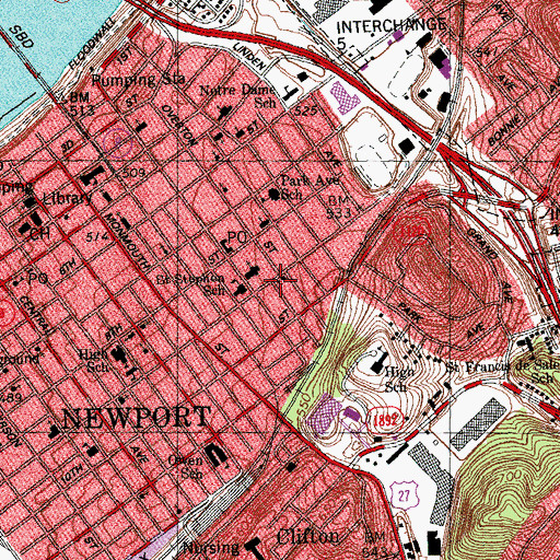 Topographic Map of First Church of God, KY