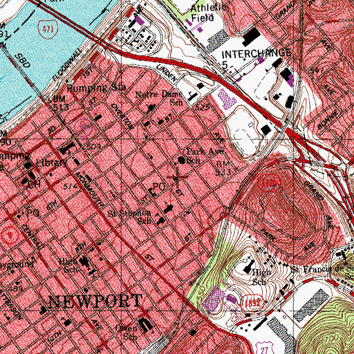 Topographic Map of Saint Mark Lutheran Church, KY