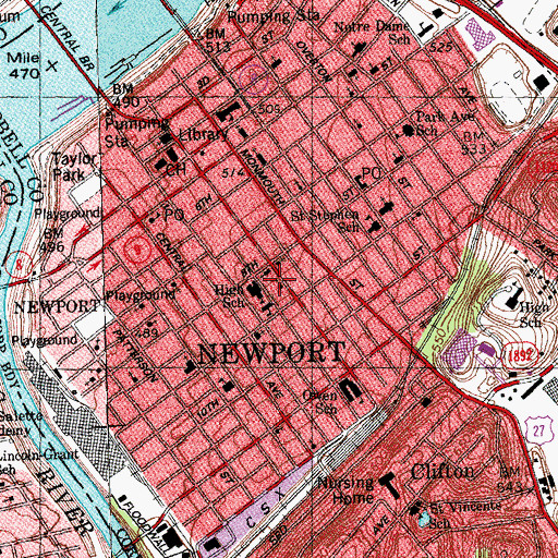 Topographic Map of First Church of the Nazarene, KY