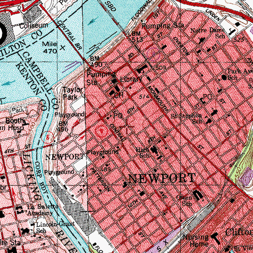 Topographic Map of First German Baptist Church (historical), KY