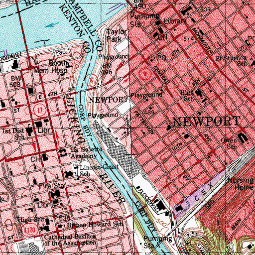 Topographic Map of Brighton Street Baptist Chapel, KY