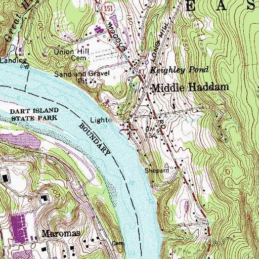Topographic Map of Mine Brook, CT