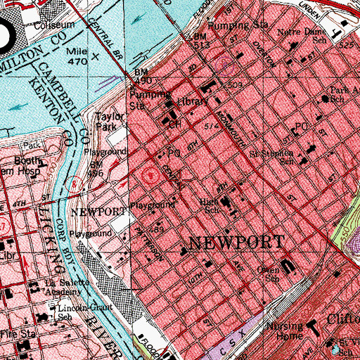 Topographic Map of Campbell County Detention Center, KY