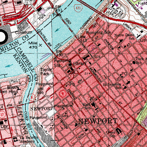 Topographic Map of Campbell County Health Center, KY