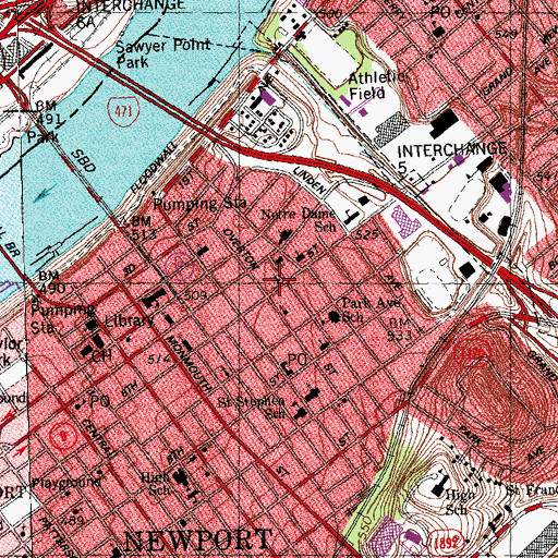 Topographic Map of Central Christian Church (historical), KY