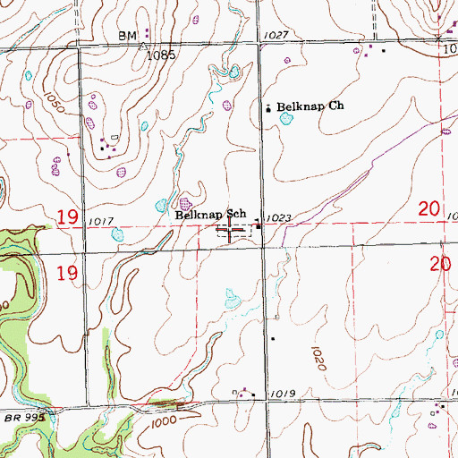 Topographic Map of Belknap Cemetery, KS