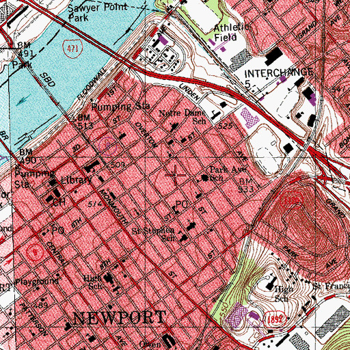 Topographic Map of First Presbyterian Church, KY