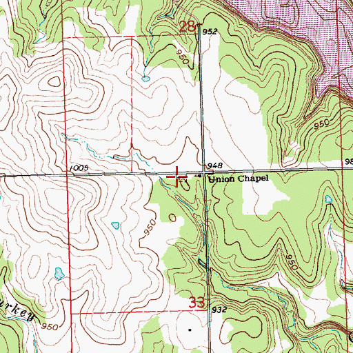 Topographic Map of Union Chapel Cemetery, KS