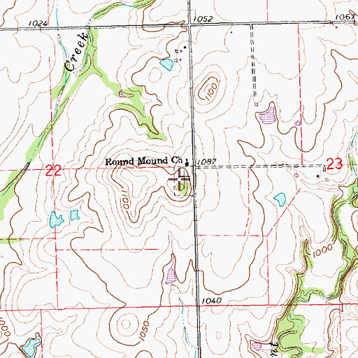 Topographic Map of Round Mound Cemetery, KS