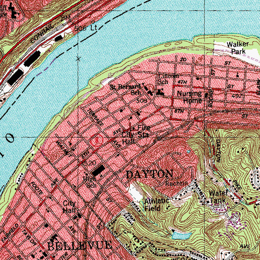 Topographic Map of Dayton City Hall, KY