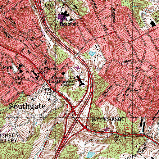 Topographic Map of Our Lady of the Highlands School for Girls (historical), KY