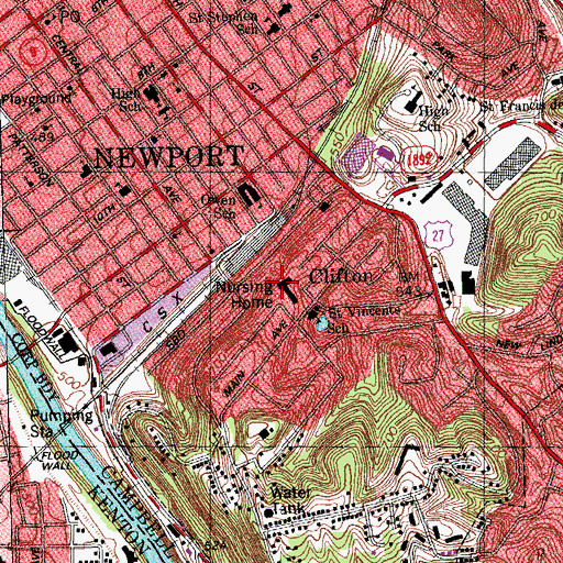 Topographic Map of Campbell County Protestant Orphans Home (historical), KY