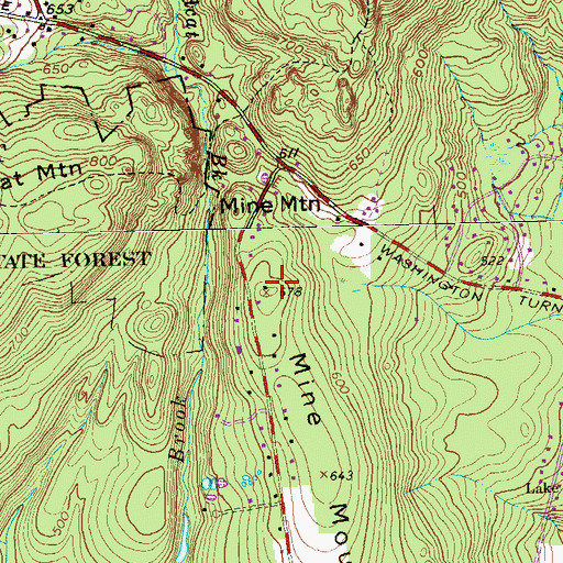 Topographic Map of Mine Mountain, CT
