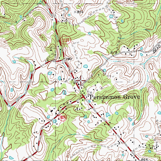 Topographic Map of Persimmon Grove Baptist Church Cemetery, KY