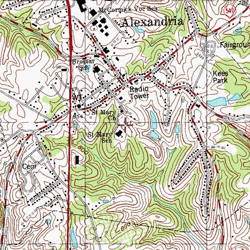 Topographic Map of Saint Mary's Cemetery, KY