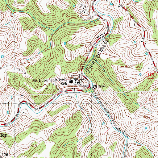 Topographic Map of Saints Peter and Paul Cemetery, KY