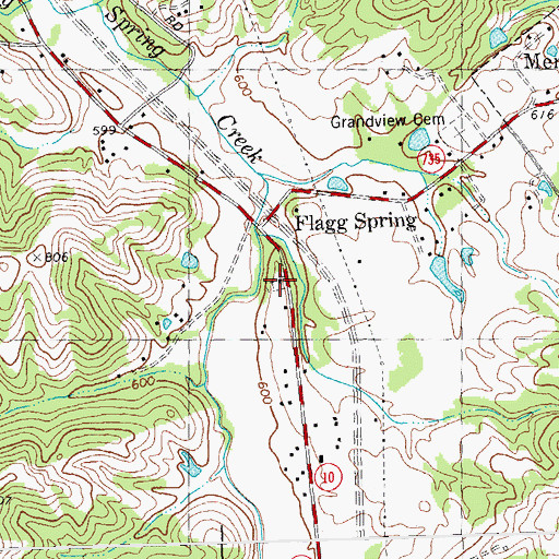 Topographic Map of Flagg Springs Baptist Church (historical), KY