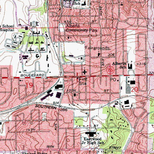Topographic Map of Tuscaloosa Fire and Rescue Station 4, AL