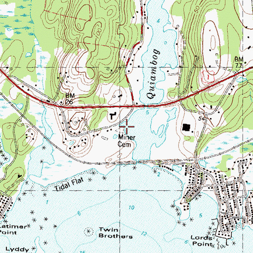 Topographic Map of Miner Cemetery, CT