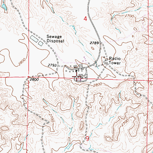Topographic Map of Miles City Air Force Station (historical), MT