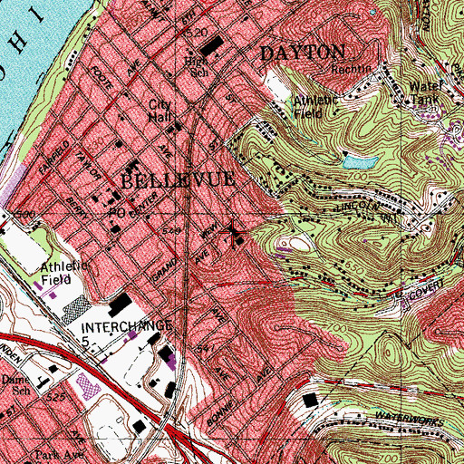 Topographic Map of Grandview Elementary School, KY