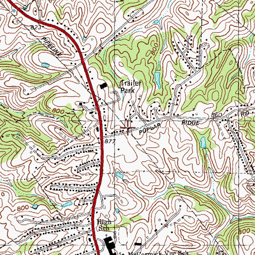 Topographic Map of Alexandria Church of Christ, KY