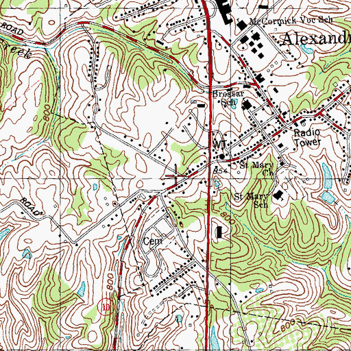 Topographic Map of Alexandria United Methodist Church, KY