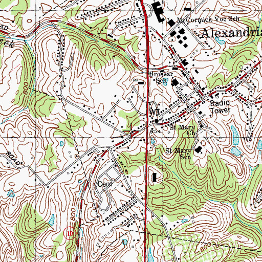 Topographic Map of Main Street Baptist Church, KY