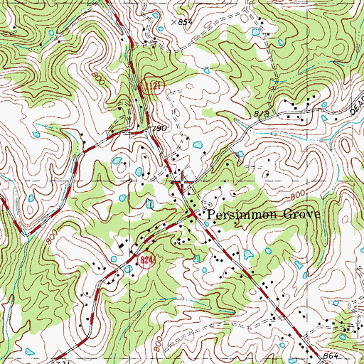 Topographic Map of Persimmon Grove Baptist Church, KY